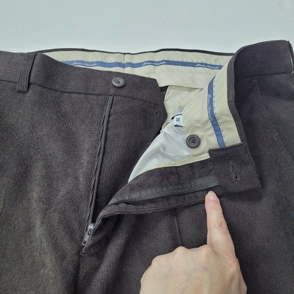 Linea Naturale Pant Men 35 Brown Lightweight Corduroy Dress Trouser Unhemmed New - Picture 7 of 12